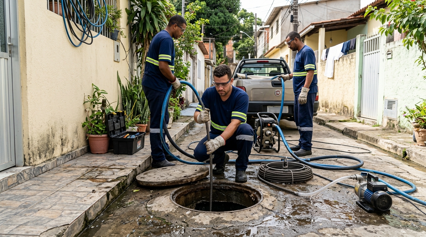 Desentupimento de esgoto com hidrojateamento em João Pessoa-PB