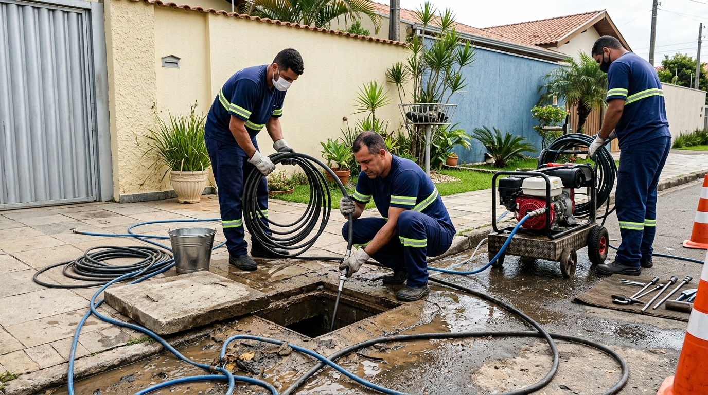Desentupimento de esgoto residencial em João Pessoa-PB