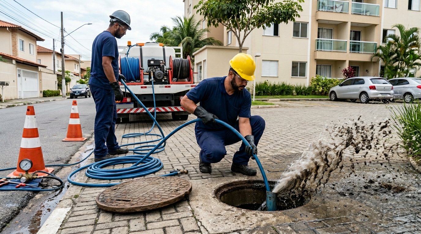 Equipe de hidrojateamento em João Pessoa-PB