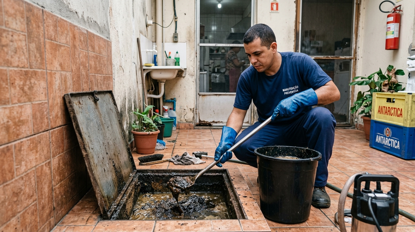 Equipe de limpeza de caixa de gordura em João Pessoa-PB